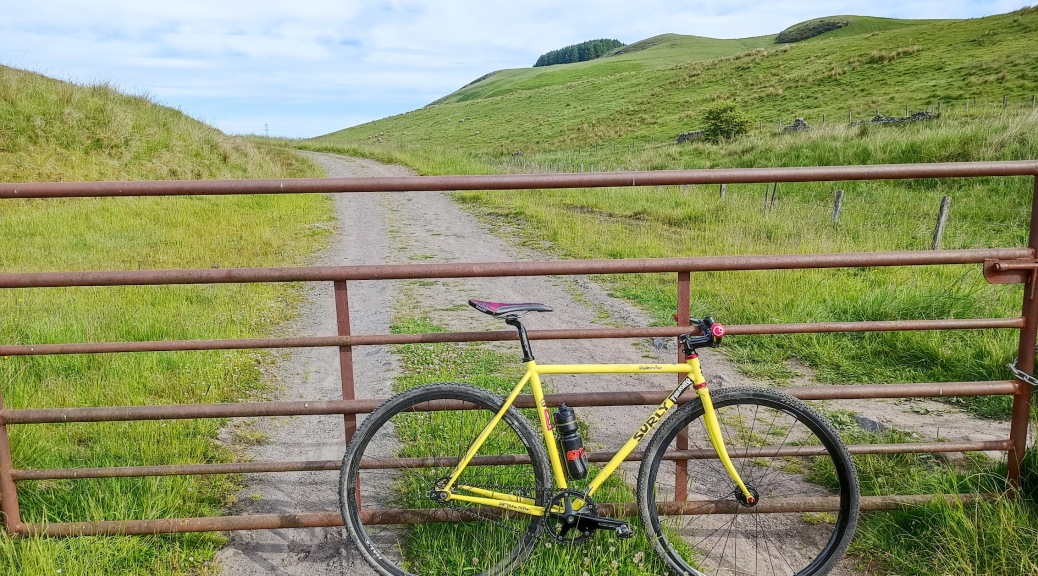 surly steamroller tracklocross bike in the hills